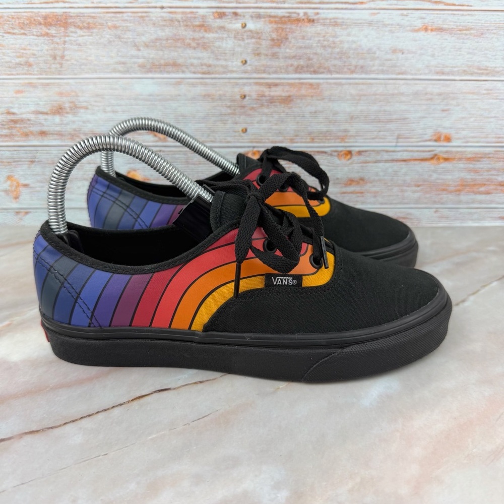 Vans Black lace-up Sneakers with Rainbow Stripes - Picture 4 of 8